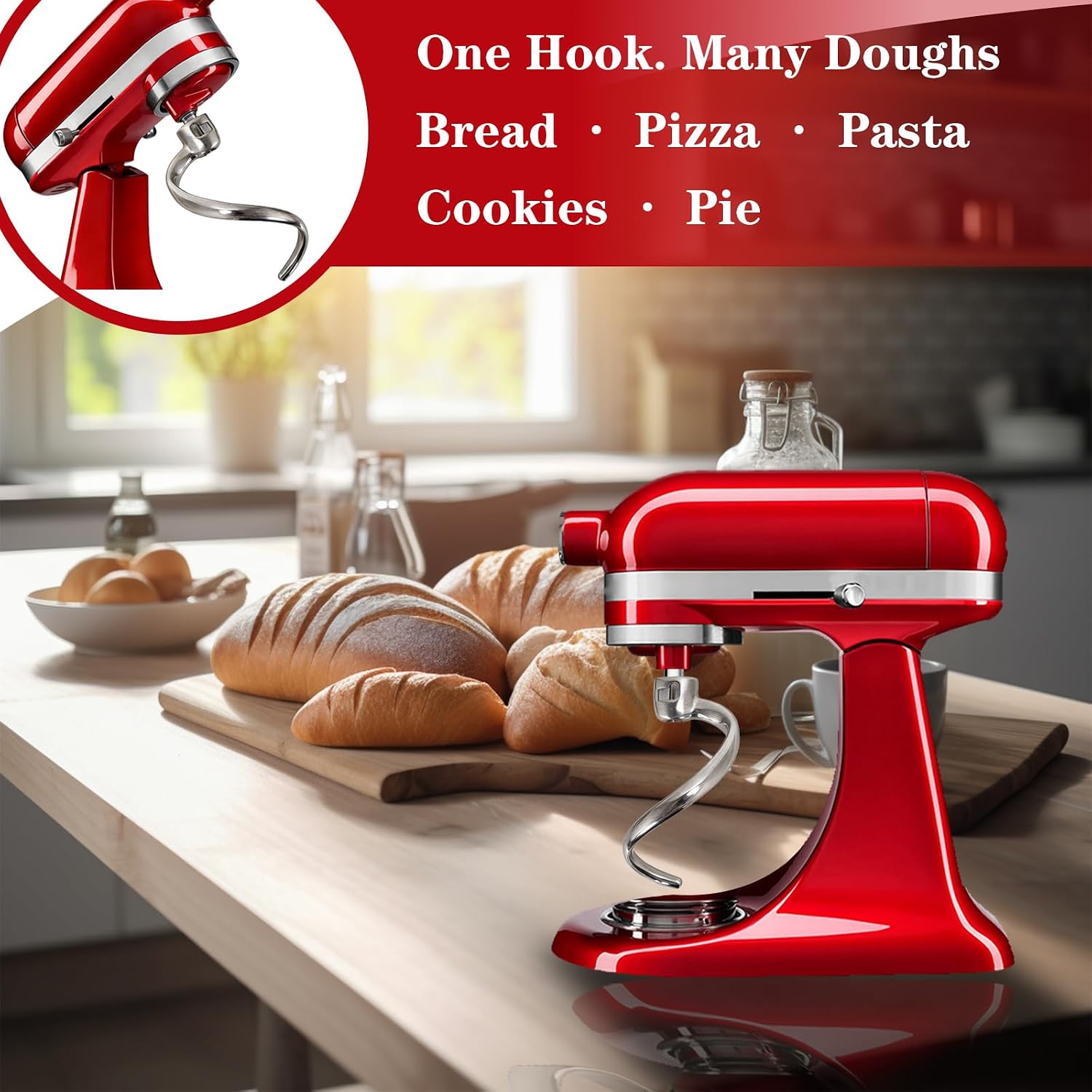 Kitchenaid Mixer Hand Mixer - Спиральный крюк для теста из нержавеющей